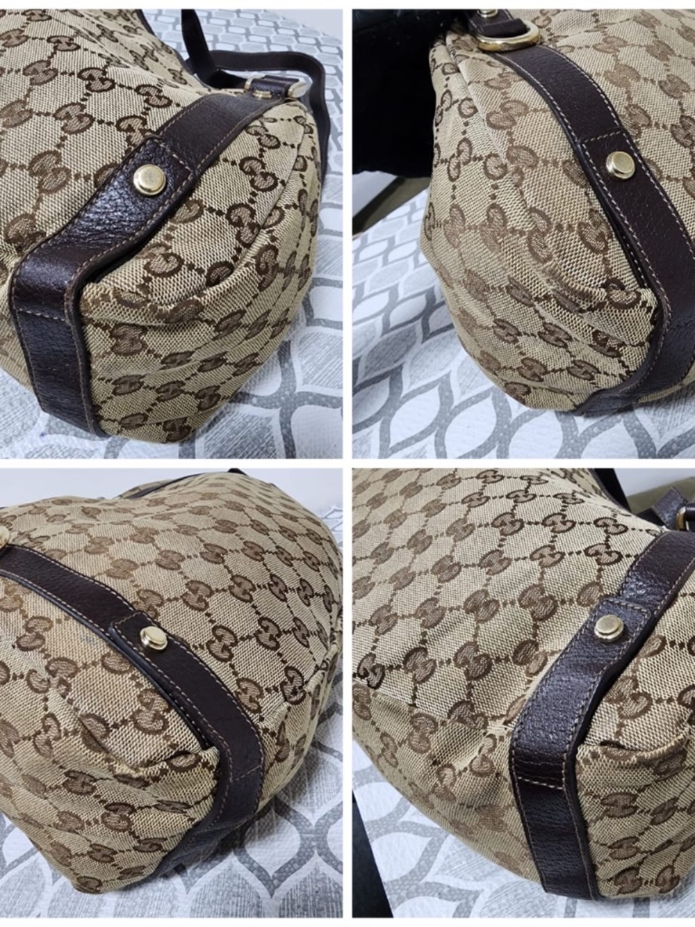 Authentic Gucci GG Canvas Abbey Tote Beige/Chocolate Brown - Picture 13 of 14